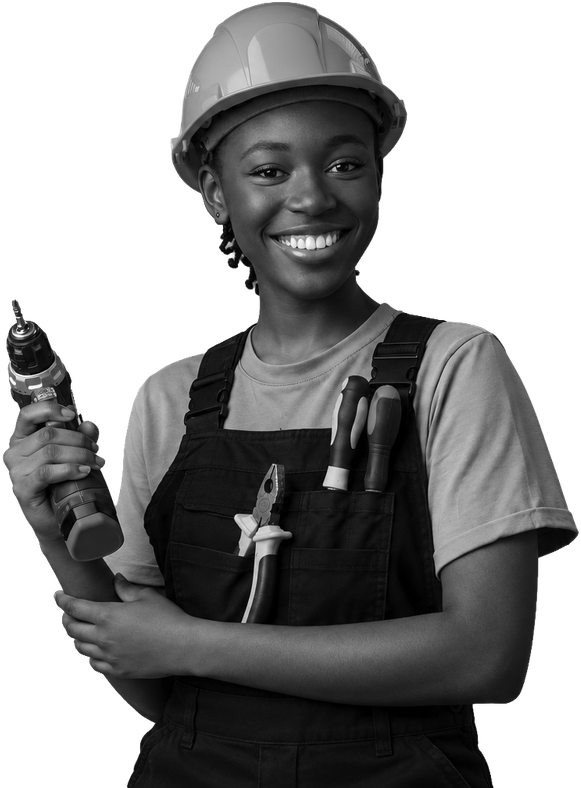 A young artisan with a power drill