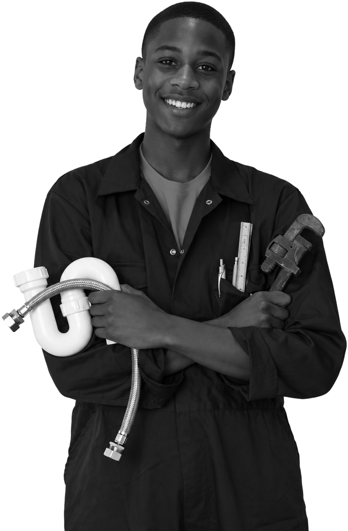 A young plumber in training